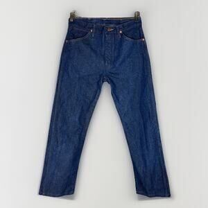 Wrangler Jeans Mens 36 Cowboy Dark Blue 100% Cotton Denim Work Ranch Straight